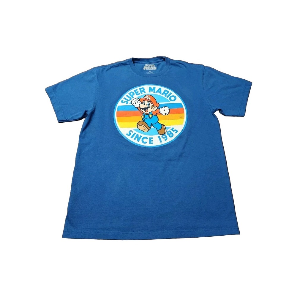 Nintendo Super Mario T-Shirt Mens M Blue Graphic Since 1985 Retro 2021 Cotton